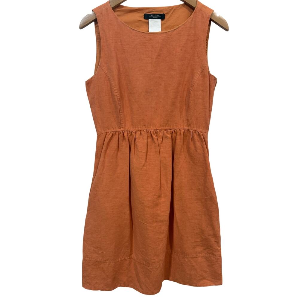 Max Mara Weekend Orange Linen Cotton Mini Dress Size 8 Italy